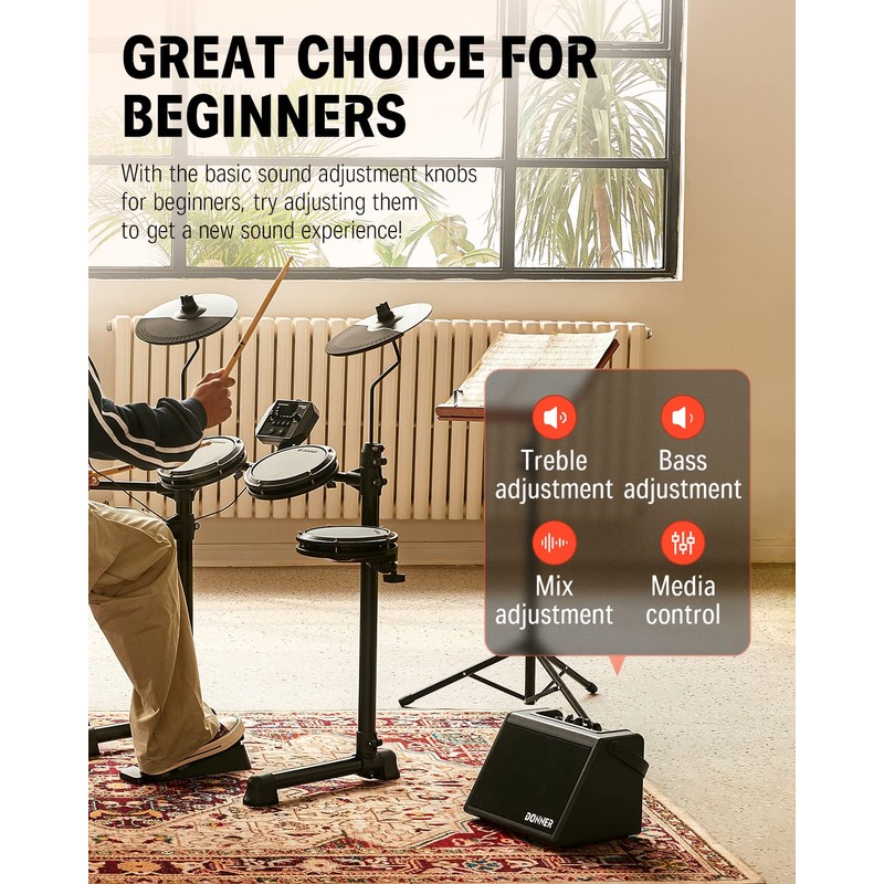 Donner Mini Electric Drum Amp 20W, Wireless Electronic Drum Amplifier