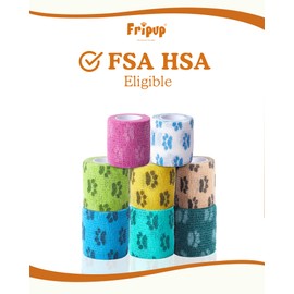 FriPuP FriPuP Self Adhesive Bandage Wrap - Vet Wrap for Dogs No Chew - Medical Cohesive Bandage Wrap for Wound Care, Paw Care, First Aid, Vet Tape for Pet Birds Cat Horses (2 Inch, 8 Rolls, 8 Colors)