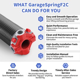One Pair Garage Door Torsion Springs Set 218-2-24, 2" ID x 24" Length, Oil-Free Electrophoretic Coated Replacement Kit with Winding Bars, 20,000+ Cycle Heavy-Duty Springs for DIY & Pro Install