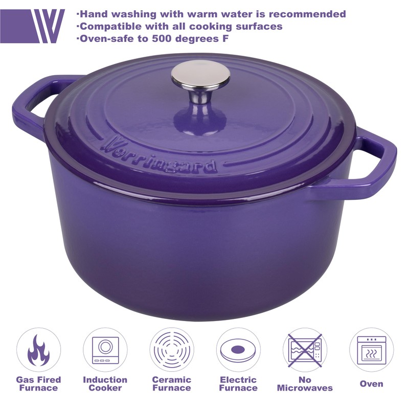 VORRINGARD Enameled Cast Iron Dutch Oven Pot with Lid, for