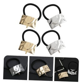 WOONEKY 4pcs Metal Hair Tie Ropes Elastic Hair Cuffs Wrap for Ponytail Women Accessories Ties Cuff