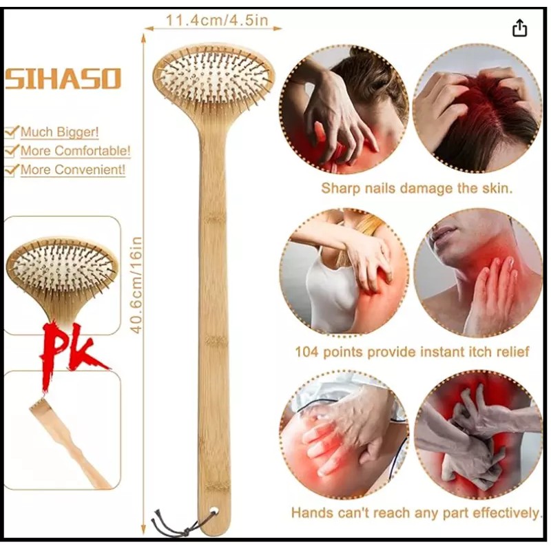 SIHASO Bamboo Oversize Curved Back Scratcher - Large 104 Wooden