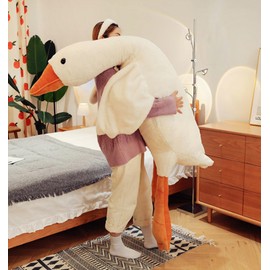 Bacmaze Goose Stuffed Animal Plush Pillow Big Duck Plushies Doll Cute Toy Goose Plush Xmas Gifts 20'' (35.4inch, White Goose)