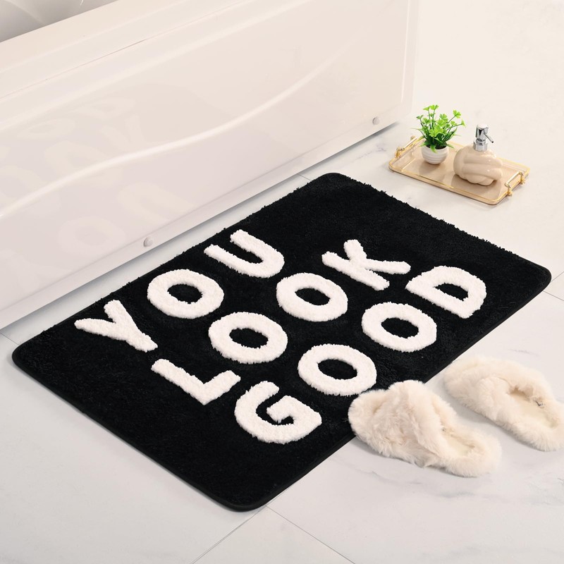 QJHOMO You Look Good Bath Mat Cute Black and White