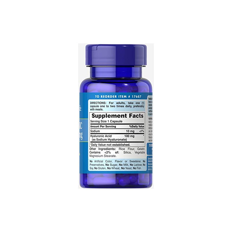 Puritan's Pride Hyaluronic Acid 100 mg-30 Capsules