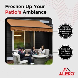 ALEKO Patio Awning 16x10 Feet Fabric Replacement - 100% Polyester Canopy, Cover, Sun Shade, Shelter for Yard, Deck, Balcony - UV Protection – Beige - FAB16X10SAND