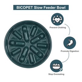 BICOPET Ceramic Slow Feeder Dog Bowls, Slow Eating Small Breed, Ceramic Cat Raised Slow Feeder Dog Bowls Large Breed, Ceramic Maze Dog Food Bowl Stands Medium Dogs(9-23OZ)-Blue,S