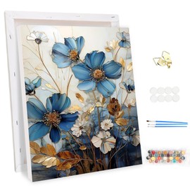 MEIYUDA Paint by Numbers Adults with Frame, Lotus Flower, Paint by Numbers, DIY Set with Brushes and Acrylic Paints, Hand Painted Oil Painting Canvas for Home Decor, 30 x 40 cm