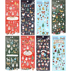 DPKOW 380 + pcs Glitter Christmas Stickers for Children Crafts, Christmas Stickers for Christmas DIY Cards Scrapbooking Christmas Diary Photo Albums Stickers Stationery Water Bottle Decoration