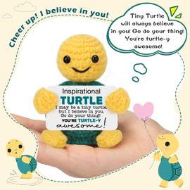 Funny Turtle Fathers Day Graduation Gifts, Teacher Appreciation Birthday Gifts for Women Men Her Him Teens Kids Best Friend Cute Small Emotional Inspirational Positive Crochet Animals Turtle Decor
