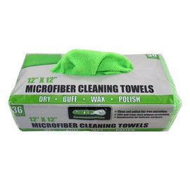 Grip 36 Pack 12" x 12" Microfiber Cleaning Towels - Microfiber Cleans Without Scratching - Clean, Dry, Buff, Wax, Polish Lint-Free - Home, Garage, Workshop, Automotive