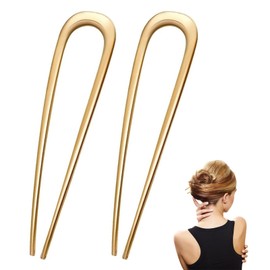 Metal French U Shaped 2 Pieces Large French Twist Hair Pin Hair Sticks Hair Forks for All Hair Types U-shaped Hair Pins 2 Prongs Updo Hairstyle for Women Girls Bun Hair Accessories