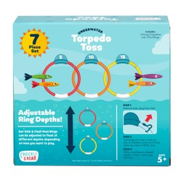 Chuckle & Roar - Underwater Torpedo Toss - Outdoor Water Play - Includes Throwing Torpedoes and Target Rings - Pool Time Fun - Ages 5 and Up