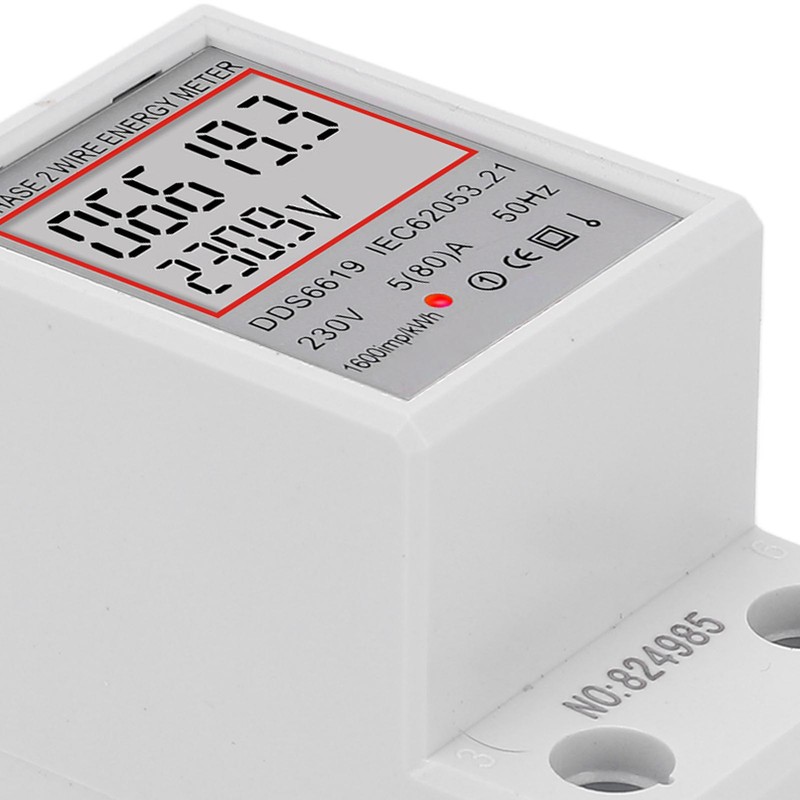 LCD Digital Electricity Meter Single Phase 2 Pin DIN Rail