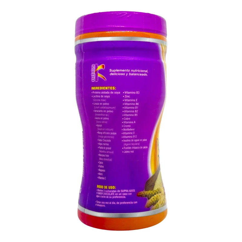 Adios K Malteada Sabor Fresa 500 G Supra Natura