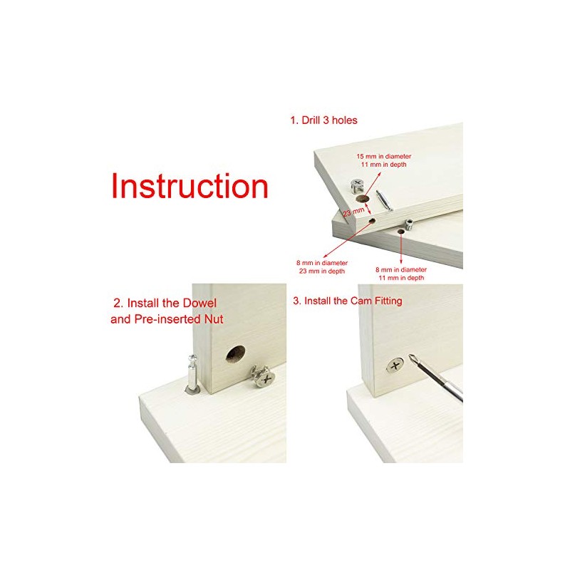 30 Packs Furniture Board Cam Fitting with Dowel and Pre-Inserted