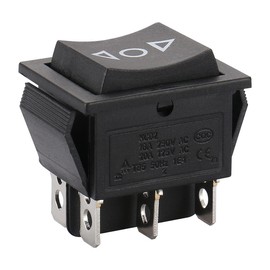Baomain 1-Pack Momentary Rocker Switch, KCD2-223 (ON)/Off/(ON) DPDT 6-Pin 16A 250VAC,20A 125VAC,Snap-in Mount,Black, for Car, Boat and Household Appliances
