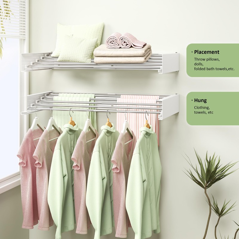 BOQORAD Clothes Drying Rack Wall Mounted 32“,Drying Rack Clothing Wall