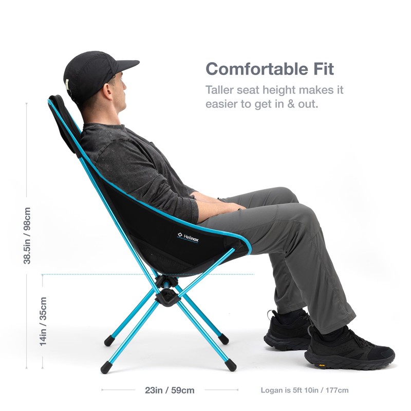Helinox Sunset Chair Lightweight, High-Back, Compact, Collapsible Camping Chair, Blue