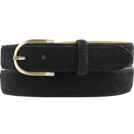 BELTINGER Women's Suede Belt 3.0 cm | Suede Leather Belt for Women 30 mm | Suede Belt with Round Gold Belt Buckle, Black, Gold