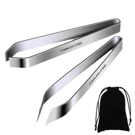 Fish Bone Tweezers,2 Pieces Fish Tweezers,Professional Stainless Steel Flat and Slant Pliers Set for Kitchen Salmon Trout