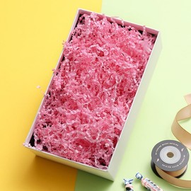 50g Raffia Paper Shred Crinkle Cut,for Easter Gift Wrapping Craft DIY Packaging Filling Party Decoration (Pink)
