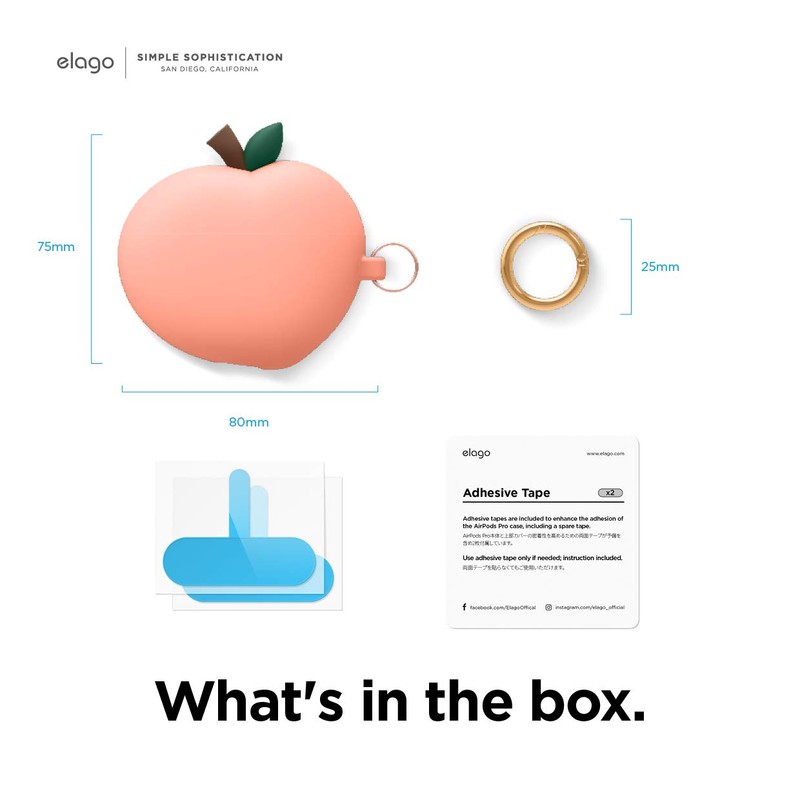 elago Peach Case with Carabiner Compatible with AirPods Pro Case