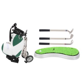 Desktop Golf Pen Set 3 Ballpoint Pens and Mini Bag Znic Alloy Golf Pen Bag with BaseGreen White