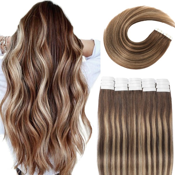 VINBAO Tape In Hair Extensions Human Hair Blonde Hair Extensions