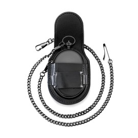 BOSHIYA Smooth Quartz Black Pocket Watches for Men with Bag, Classic Arabic Digital Luminous Dial & Day Date Pocket Watch with Chain Christmas Graduation Birthday Gifts