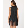 Allegra K Women's Sleeveless Fringe Vest Open Front Western 70s