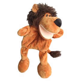 2PC Hand Puppet Realistic Plush Animal Hand Puppet Children's Animal Glove Toy Little Finger Mini puppetshark Toys (Rhino+Lion)