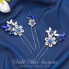 HEREAD Blue Crystal Bride Wedding Hair Pins Silver Flower Bridal