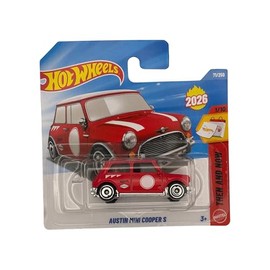 Hot Wheels - Austin Mini Cooper S - JJK94 - Then and Now 1/10 - Short Card - Rosso - Modello con licenza ufficiale - Mattel 2026 (71/250) - 1:64