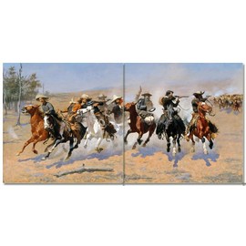 Tile Mural Cowboy Horse by F. Remington Kitchen Bathroom Shower Wall Backsplash Splashback 2x1 4.25" Ceramic, Glossy