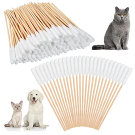 300 PCS Dog Qtips, 6 Inch Cotton Swabs for Dogs and Cats, Pet Cotton Ear Buds for Dog Ear Care, Long Bamboo Cotton Sticks for Dog Ear Cleaning Solution
