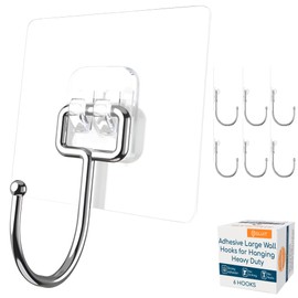 GLUIT Adhesive Wall Hooks for Hanging Heavy Duty 22 lbs Hooks for Walls No Damage, Towel Sticky Clear Hooks, Waterproof, Home, Bathroom, Kitchen, Office, and Outdoor 20 Pack