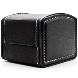 AVESON Watch Box Holder Organizer, PU Leather Travel Jewelry Bracelet Storage Gift Case Single Grid, Black