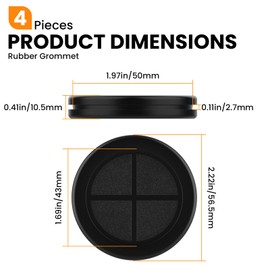 Firewall Rubber Grommets 1-11/16" ID 2" Drill Hole Double-Sided Hole Plugs for Wire Protection - 4 PCS