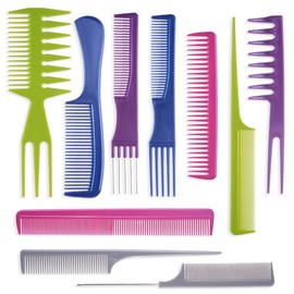 International New Popular Mini Rat Tail Plastic Comb Set - 10 Types for Home Hair, Anti-Static & Tangle-Free (10-Pack) Set 4ea