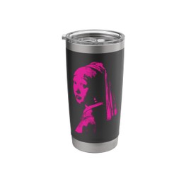 Purple Monochrome Girl with a Pearl Earring Johannes Vermeer Stainless Steel Insulated Tumbler