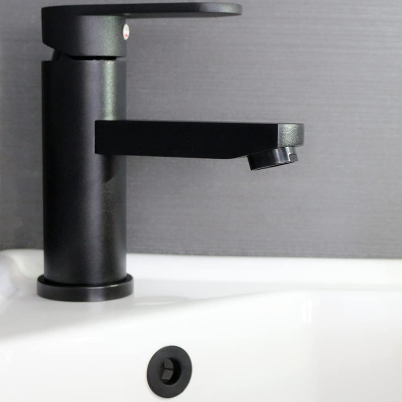 XFYBZN 2Pcs Sink Overflow Ring Matte Black Brass Kitchen Bath