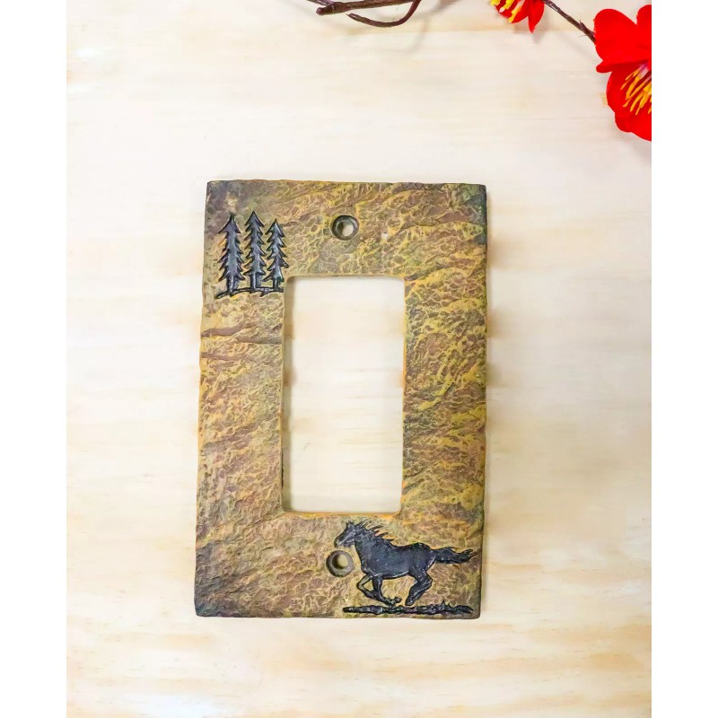 Set of 2 Western Horse And Pine Trees Silhouette Wall