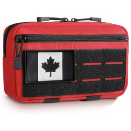 Molle Admin Pouch, Military Men Horizontal Belt Bag Utility Tactical Gear EDC Tool Organizer Pouches Include Patch, for Plate Carrier, Vest, Panel Modular and Backpacks (RED)