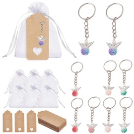 PYRUVAE Pack of 27 Guardian Angel Pendants, Guest Gifts, Christening Wedding with Organza Bag and Kraft Paper Pendant, for Communion Guest Gifts, Confirmation, Christening Gift, Farewell (Style 4)