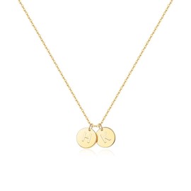EXEINCITE Gold Initial Necklaces for Women, 14K Gold Plated Tiny Small Letter H Initial K Disc Pendant Necklace Jewelry Gifts for Women, Mothers Day Valentines Gifts for Her Female