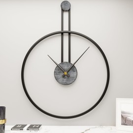 MuZi famlily 28.7×22 Inch Large Metal Giant Modern Wall Clocks for Living Room,Big Farmhouse Oversized Decorative Black Minimalist Wall Clock with Vintage Gray White Dial for Office,Dining Room