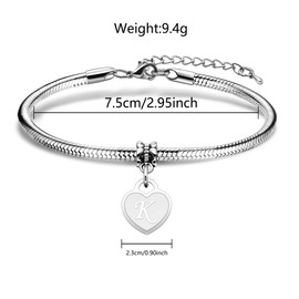 Aosyoisk Letter K Bracelet. Personal Name Initial Pendant Silver Bracelet Jewelry Gift for Women Girl.Bracelet Gift for Mom,Girlfriend,Her,Wife,Mother's Day,Birthday,Valentine's Day,Anniversary
