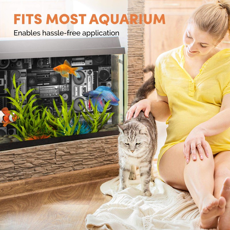 Fish Tank Background 90x45cm BW - Radios Cassette Player Retro
