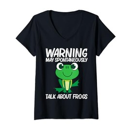Womens Cute Frog Design For Men Women Forest Zoo Pet Animal Catcher V-Neck T-Shirt